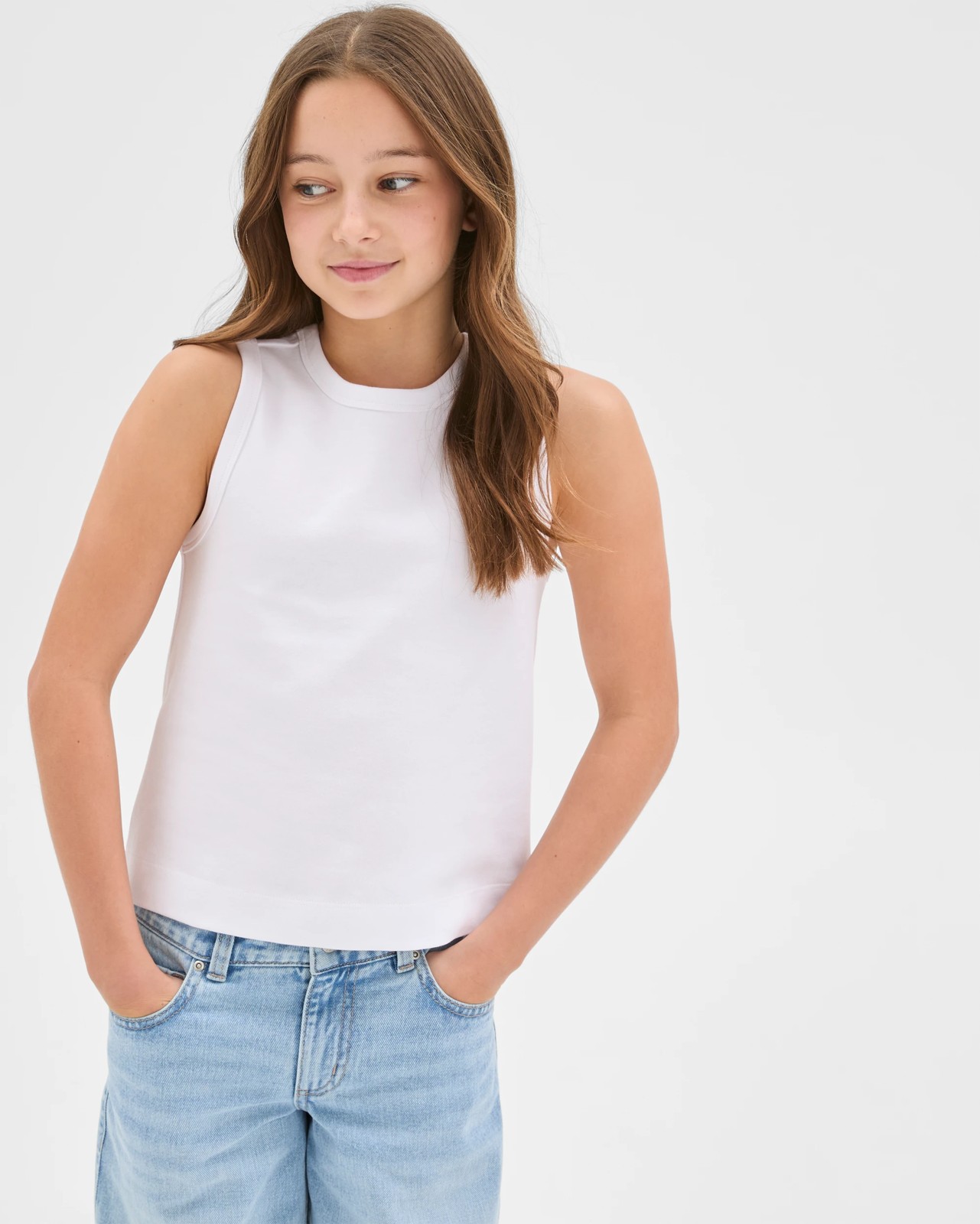 Australian Cotton Essential Interlock Tank Top - White 2 of 6