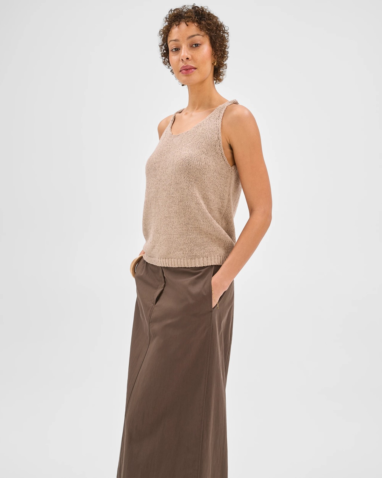 Australian Cotton Blend Tape Yarn Knit Tank Top 4 of 6