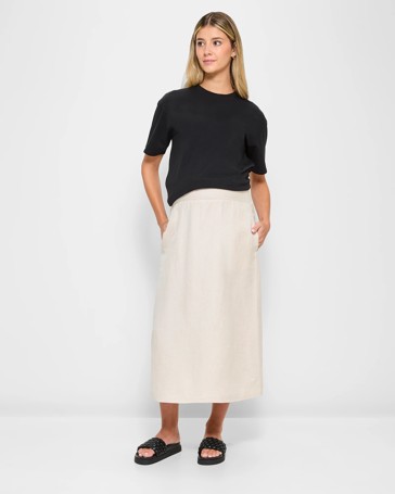 Maternity Linen Blend Skirt