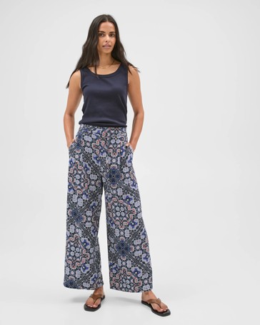 Print Tie Front Pants