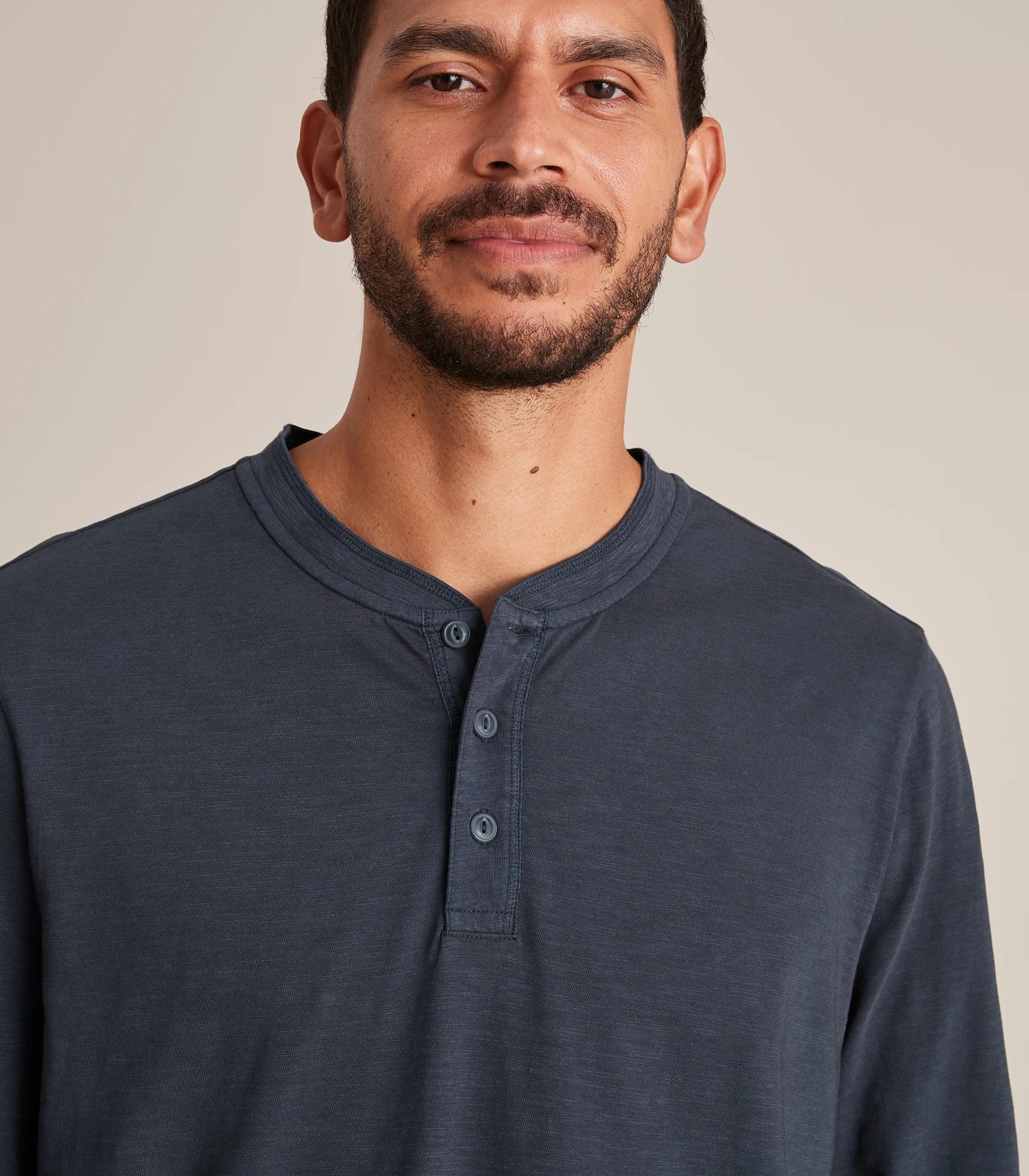 Garment Dyed Slub Henley Long Sleeve T-Shirt 3 of 6