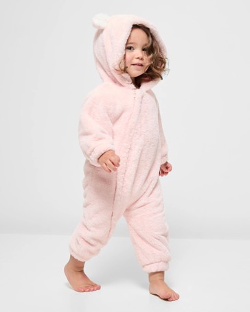 Baby Unisex Faux Fur Zip Coverall