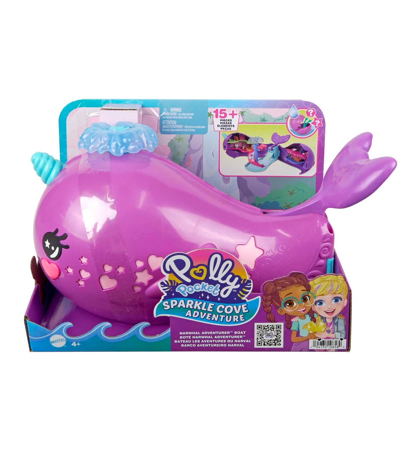 Polly Pocket Sparkle Cove Adventure Narwhal Adventurer Boat Playset : Target