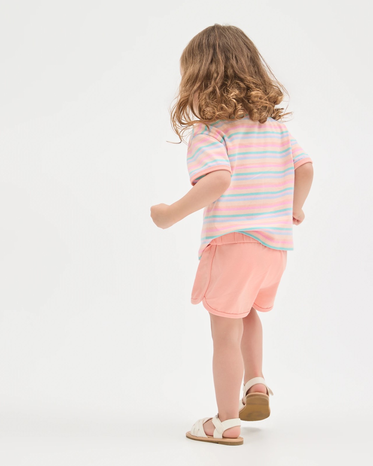 Baby Organic Cotton T-Shirt & Shorts Set - Peach stripe 3 of 6