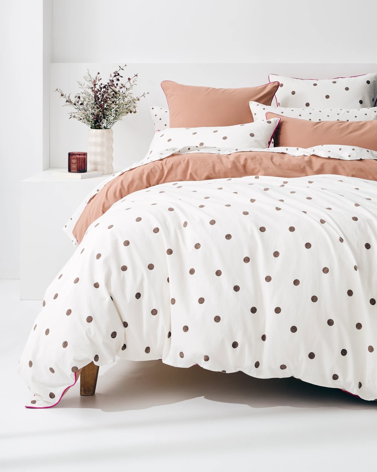 Arlo Polka Dot Stonewash Cotton Quilt Cover Set - Mocha 2 of 6