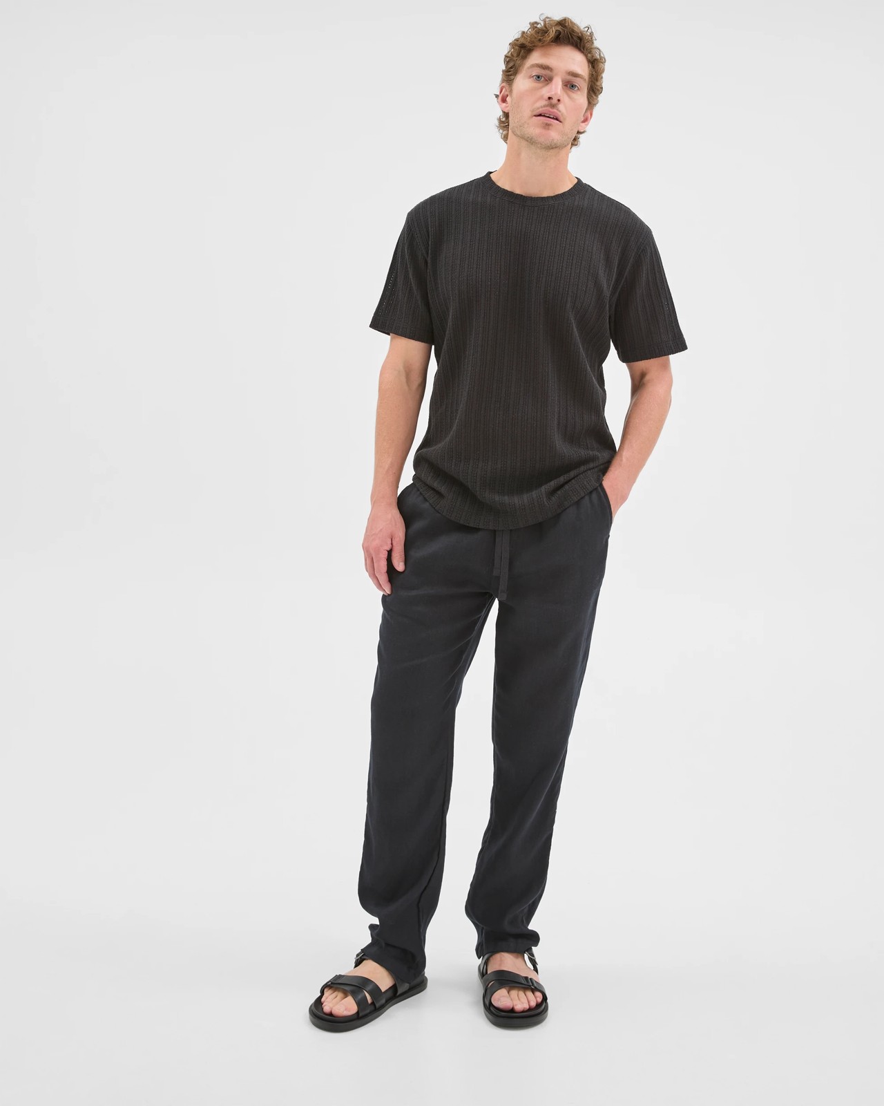 European Linen Full Length Pants - Black 2 of 6
