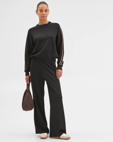 Active Studio Long Sleeve Crew Neck Crepe Top