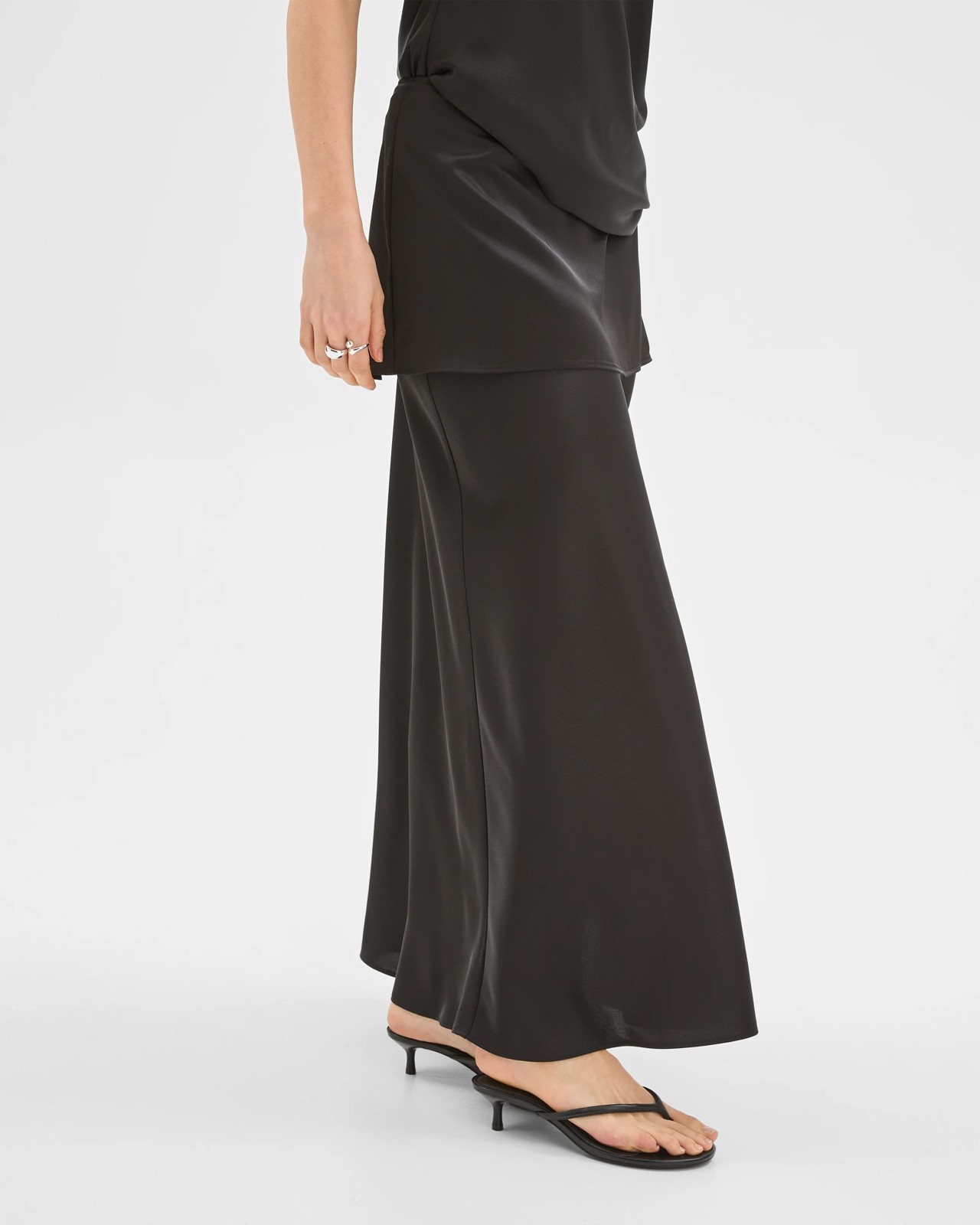 Lily Loves Layered Satin Maxi Skirt - Black 4 of 6