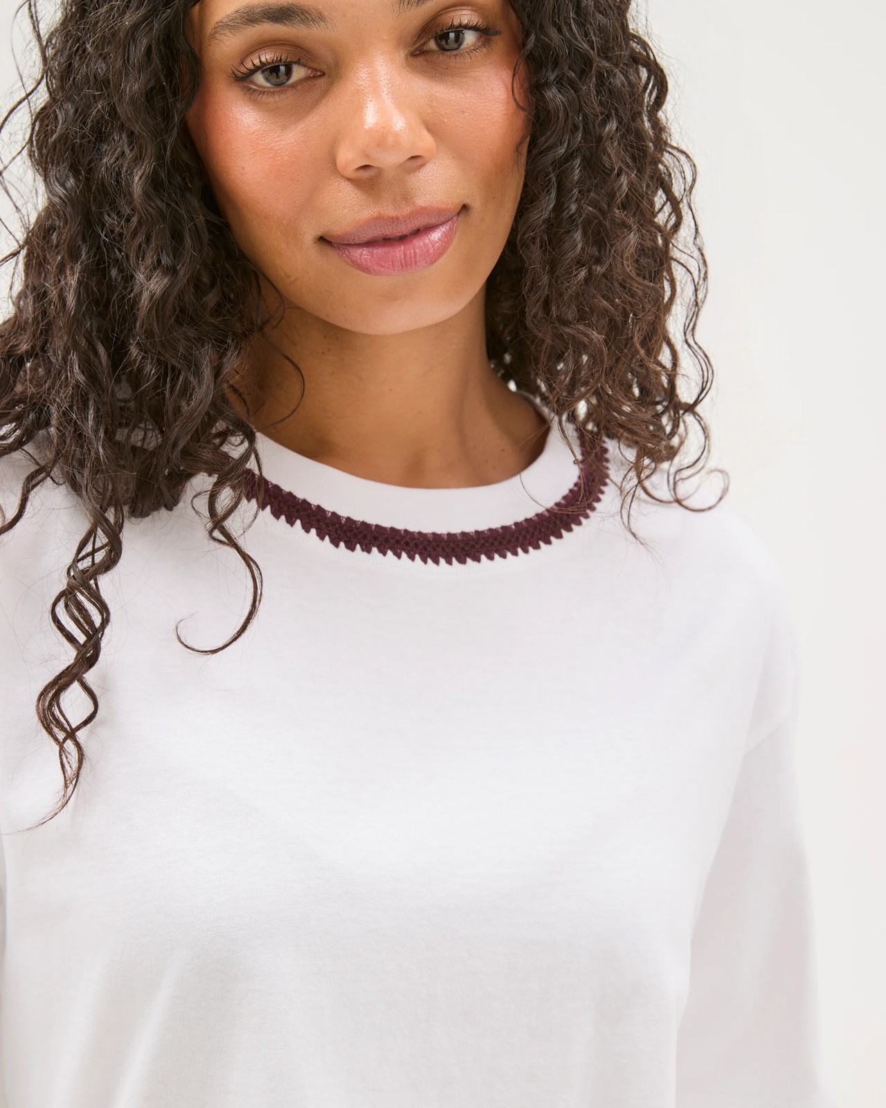 Australian Cotton Boxy Stitch Detail T-Shirt - White 3 of 5