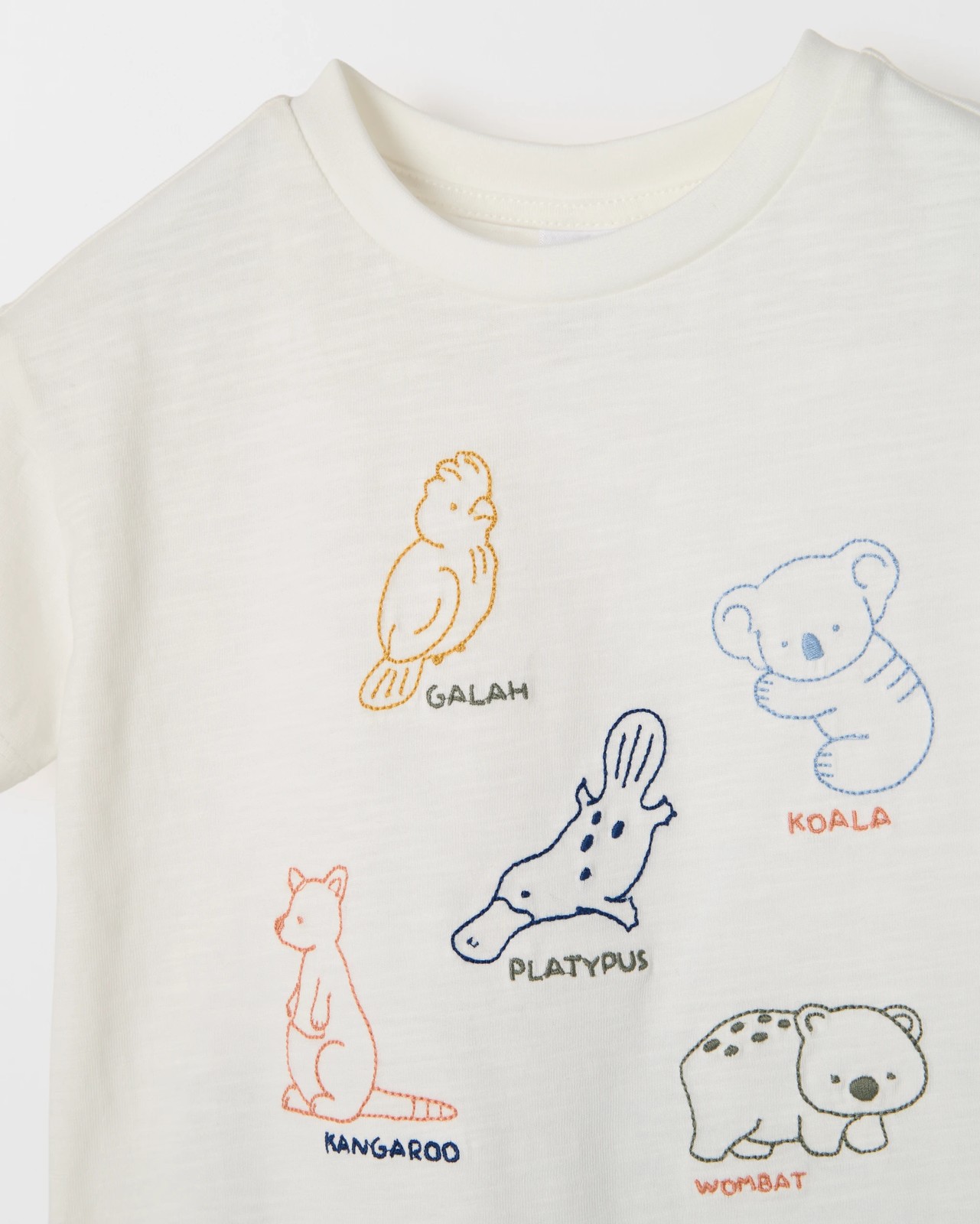 Baby Organic Cotton Embroidered T-Shirt and Trackpants Set - Cloud Dancer Australiana 5 of 5
