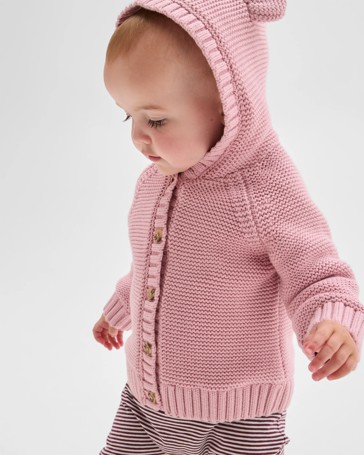 Baby Organic Cotton Hooded Knit Cardigan
