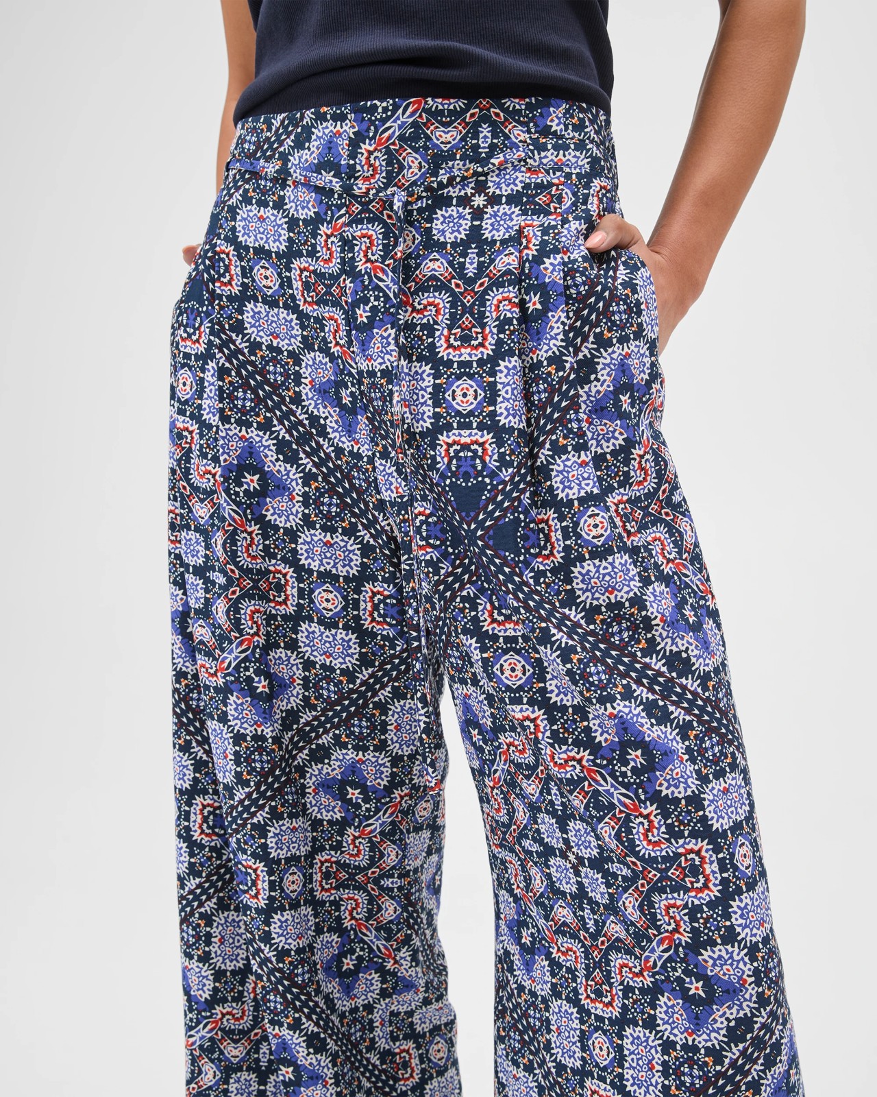 Print Tie Front Pants - Tile Print 5 of 6