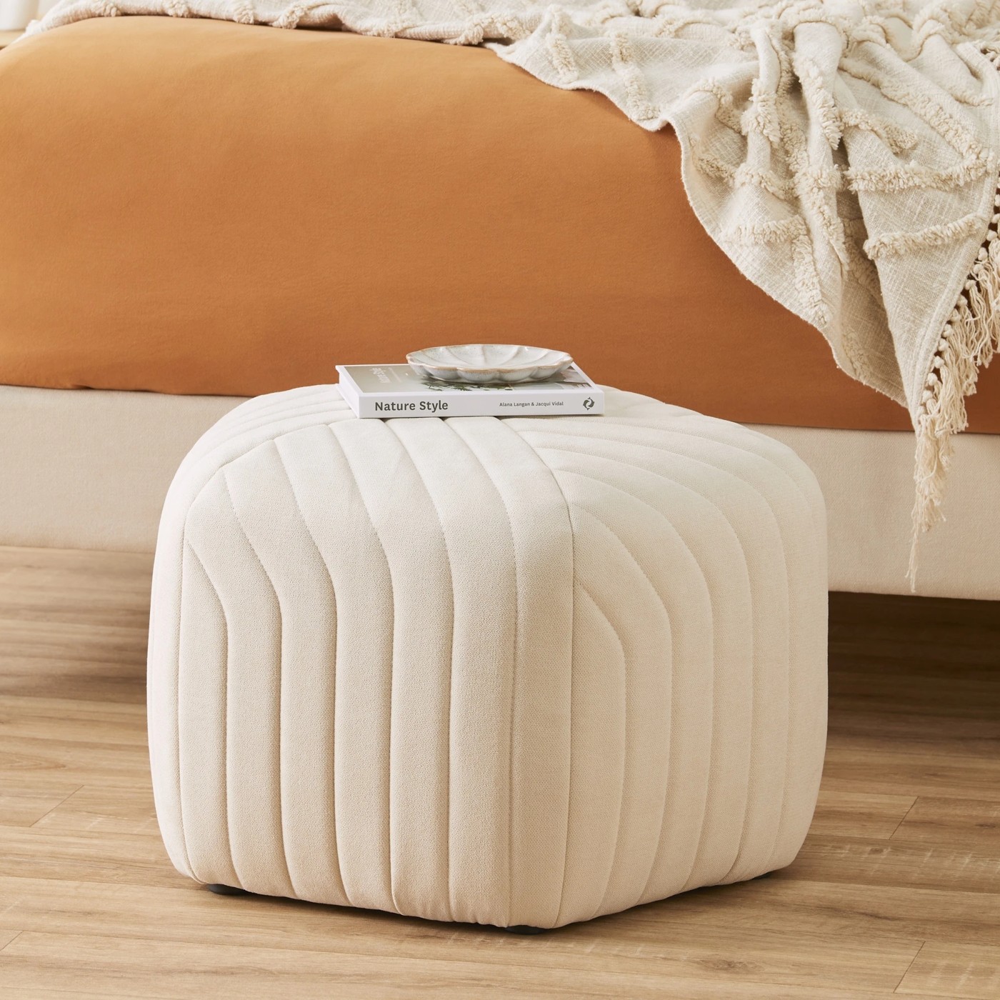 Stella Quilted Ottoman Cream Target Australia