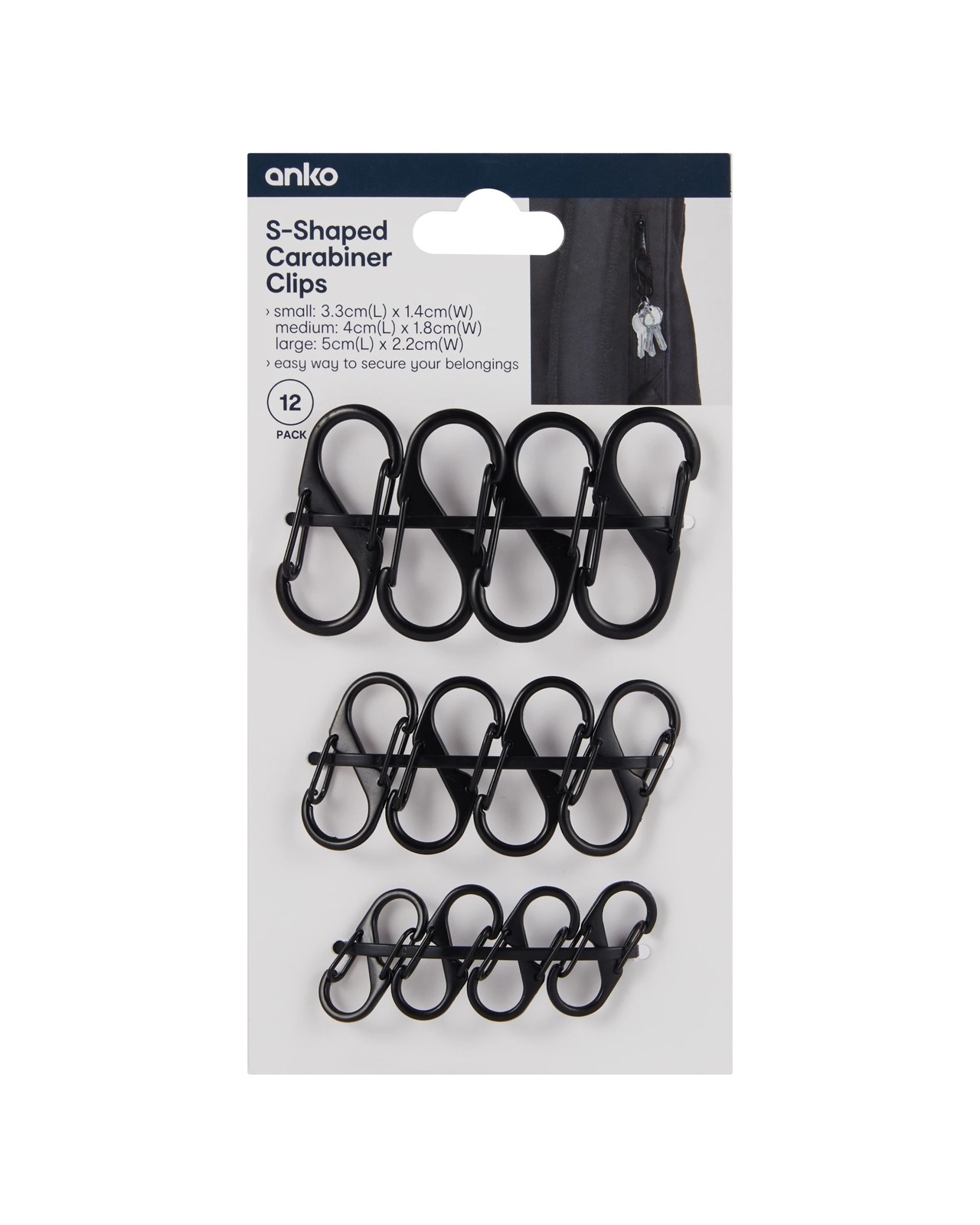 Anko 12 Pack S-Shaped Carabiner Clips 4 of 4