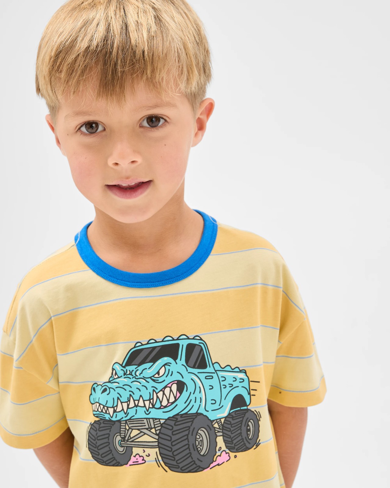 Australian Cotton Younger Boys Oversized Jersey Pyjama Set - Monster Truck Multi 3 of 6