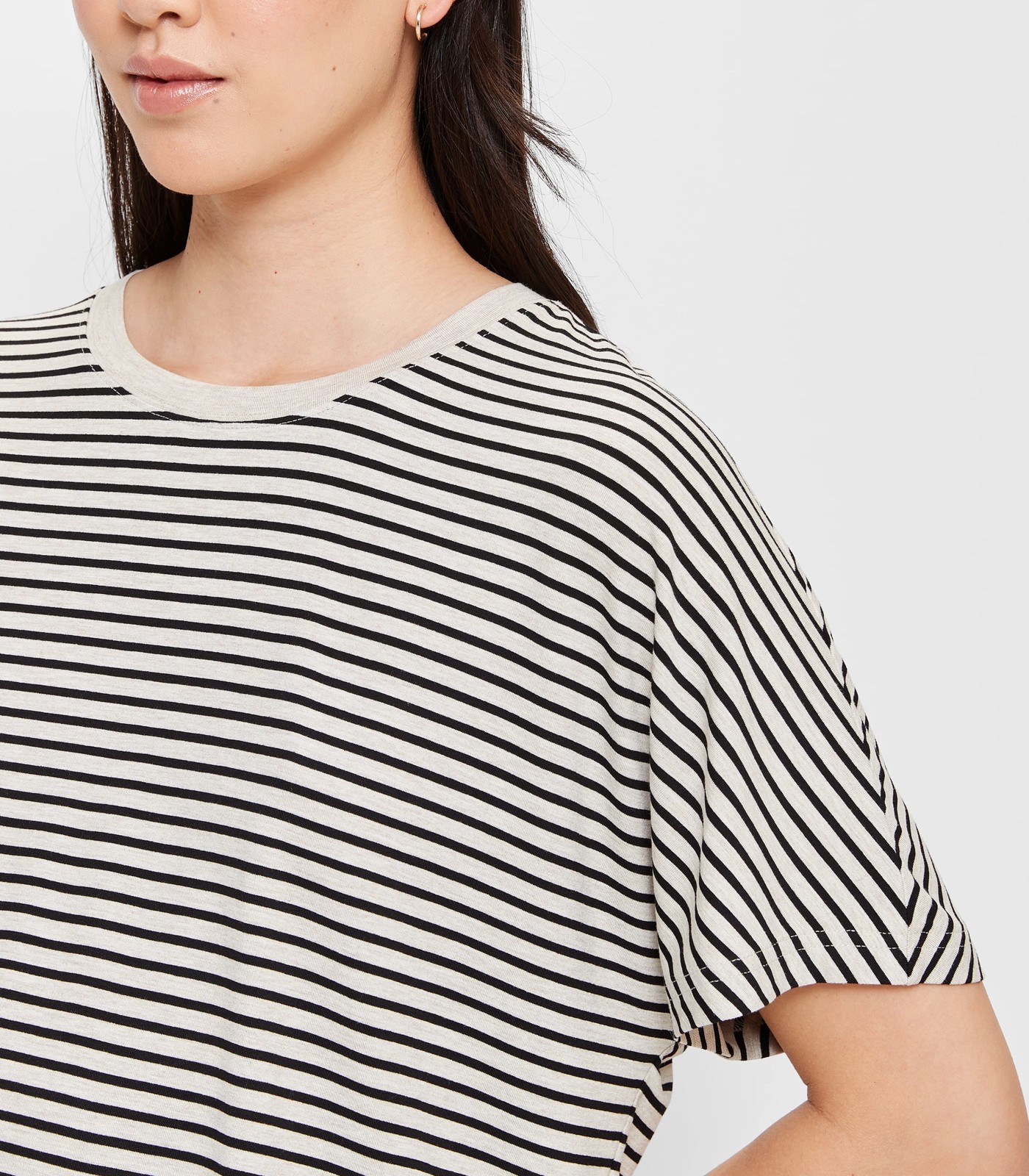 Slouchy Crew T-Shirt - Oatmeal/ Black Stripe | Target Australia