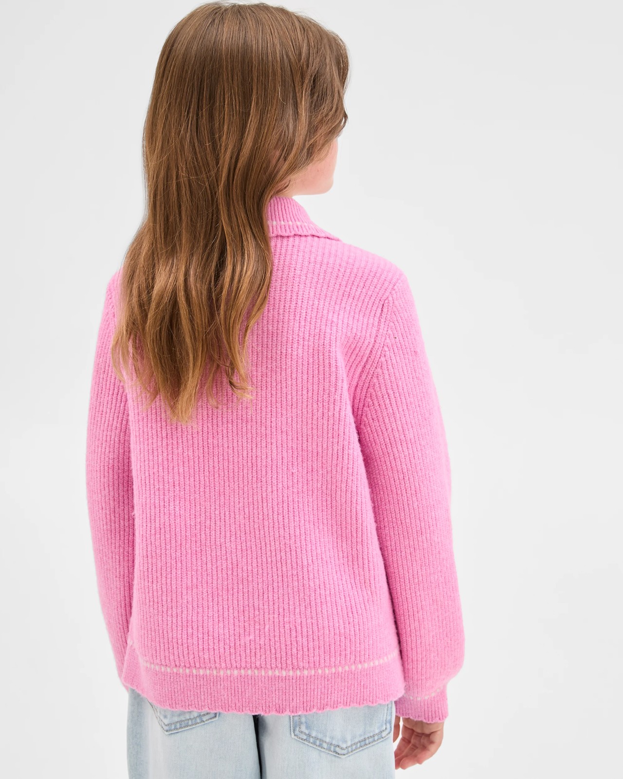 Long Sleeve Collared Knit Jumper - Pink 6 of 6