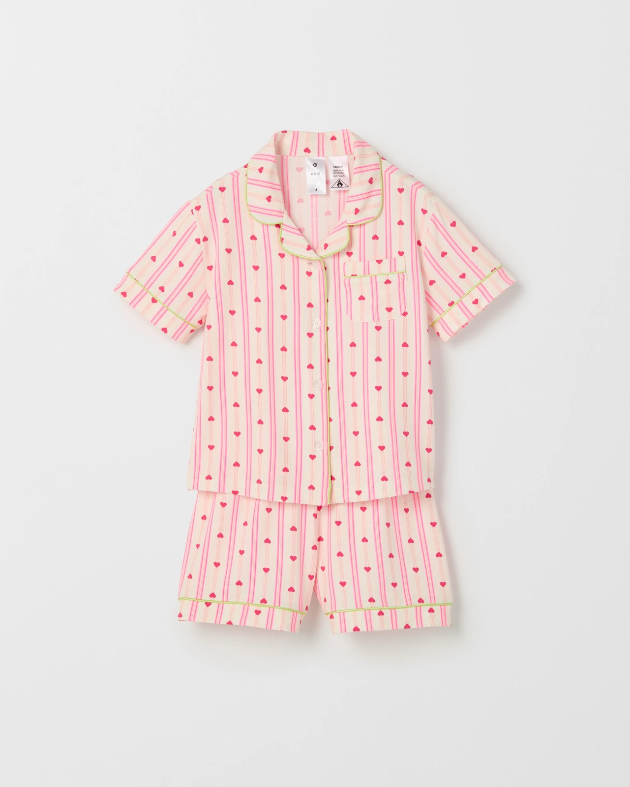 Bamboo Younger Girls Button Through Knit Pyjama Set - Heart 5 of 6