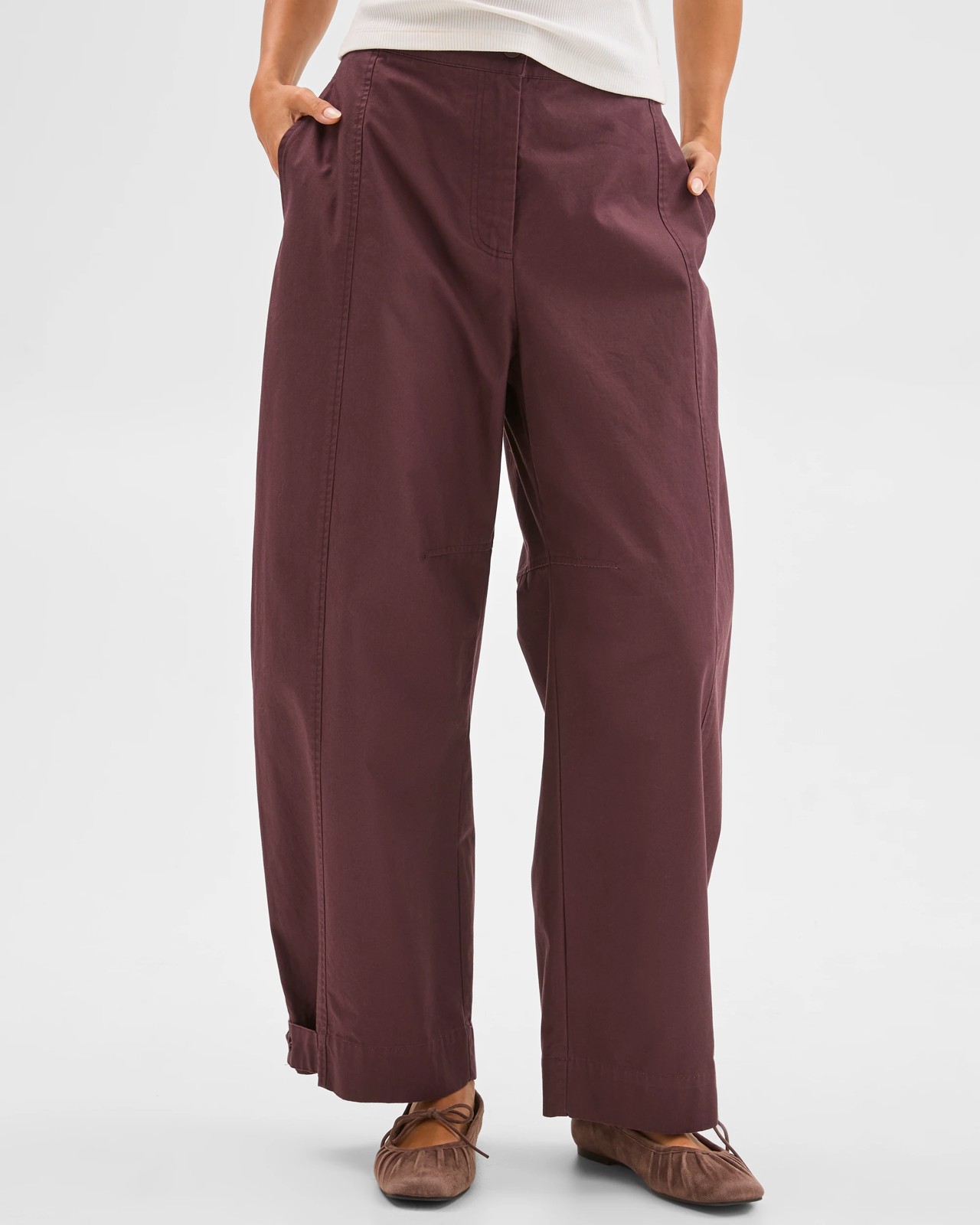 Lily Loves Australian Cotton Barrel Leg Cargo Pants  - Fudge 3 of 6