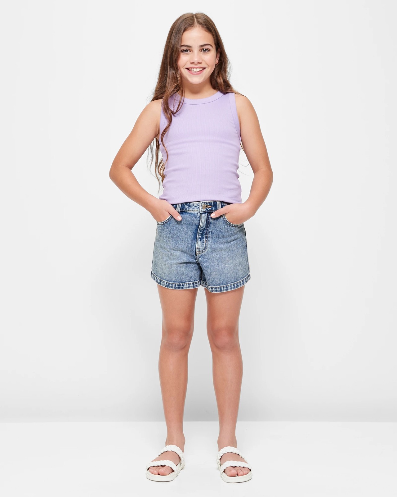 Girls Denim Shorts Mid Wash Target Australia