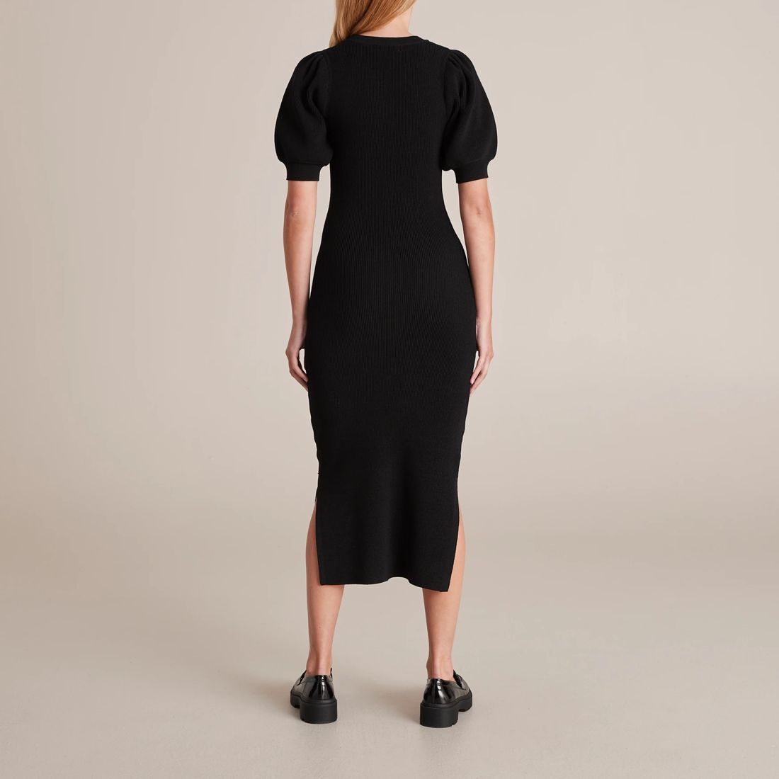 knit scoop neck dress Black Rib Knit Scoop Neck Mini Dress main image 0