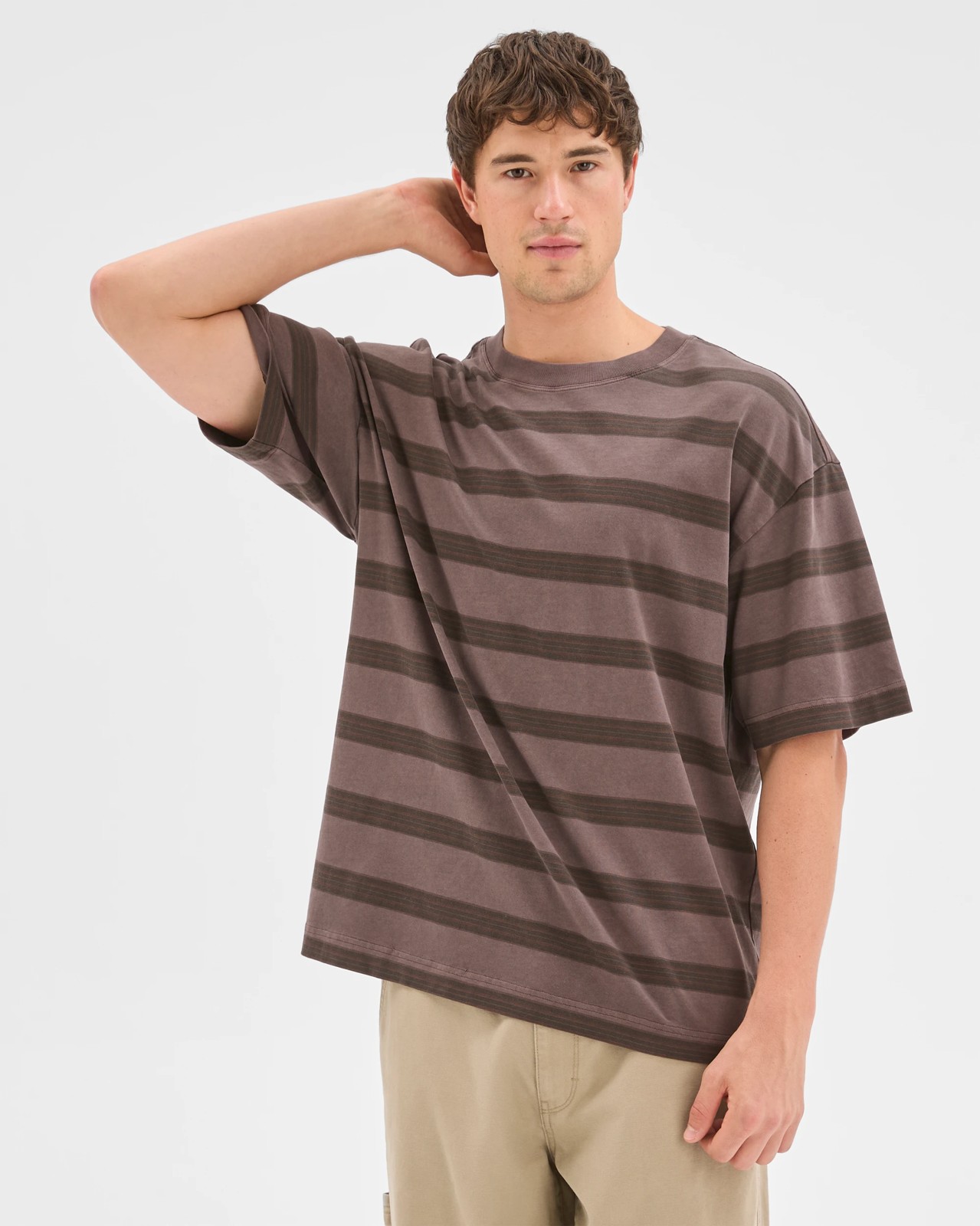 Commons Australian Cotton Overdyed Striped T-Shirt - Berry Stripe 2 of 6