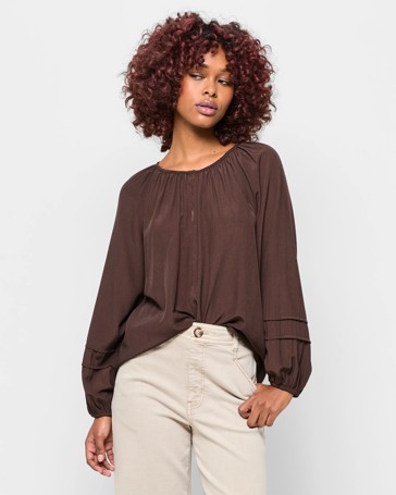 Petites Long Sleeve Blouson Blouse