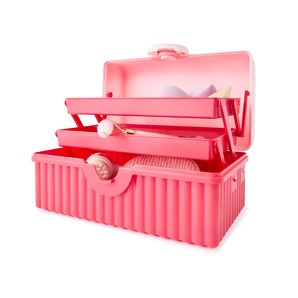 Ribbed Cosmetic Case, Pink - Anko