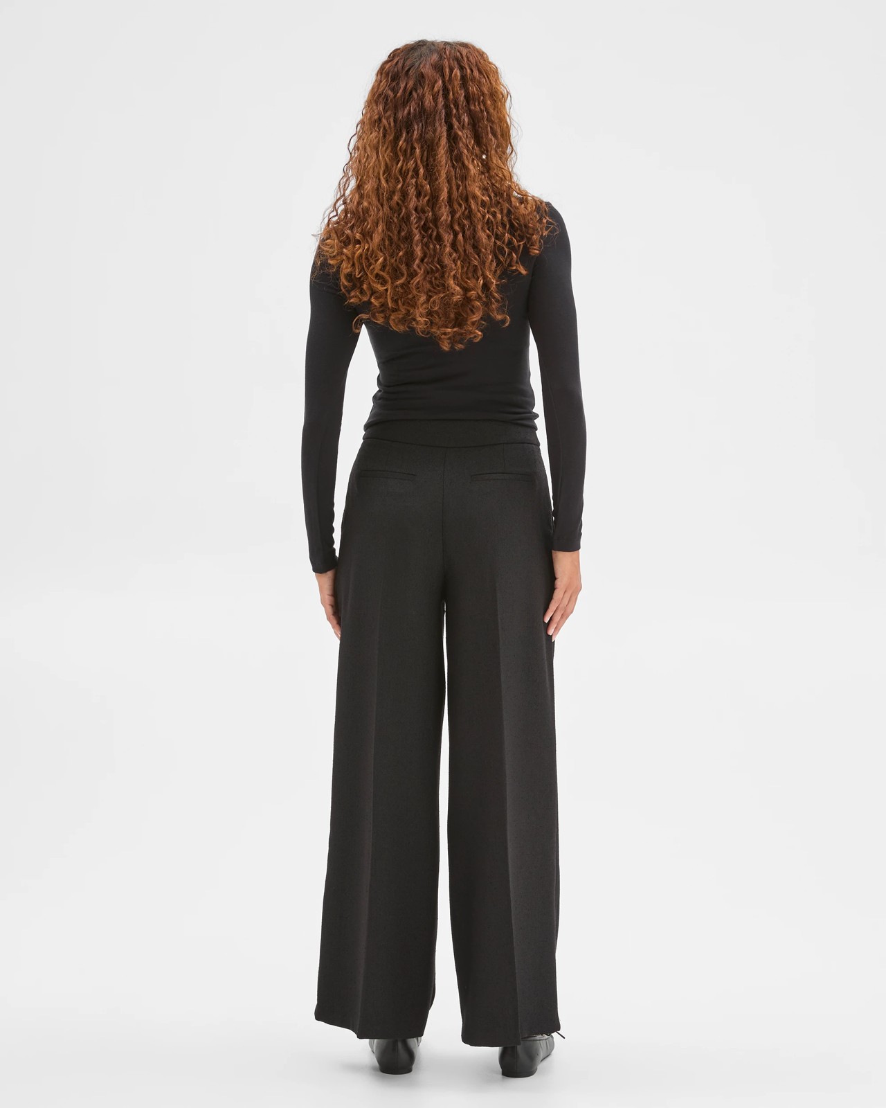 Preview Herringbone Wide Leg Pants - Black 6 of 6