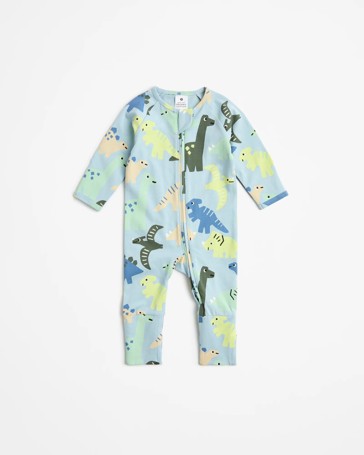 Baby Organic Cotton Footless Coverall - Dinos