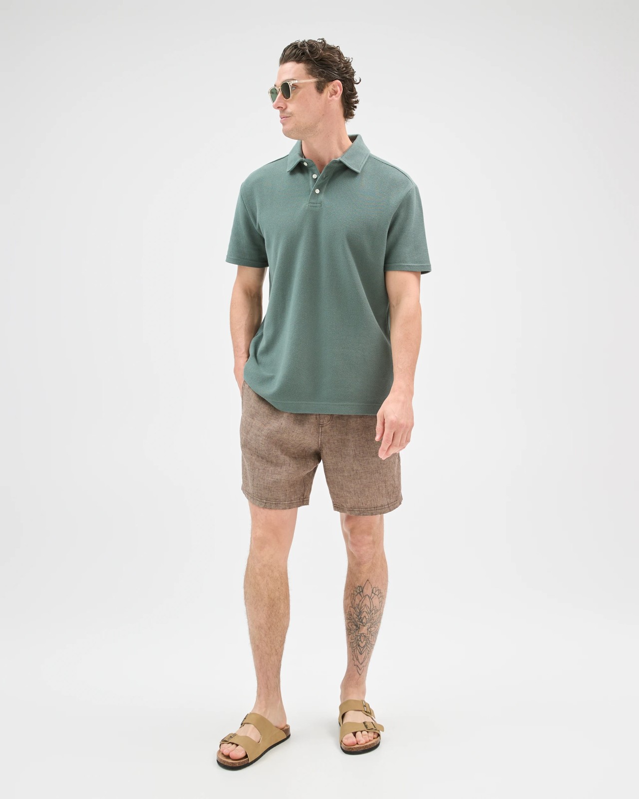 Australian Cotton Textured Polo Top - Balsam Green 2 of 6