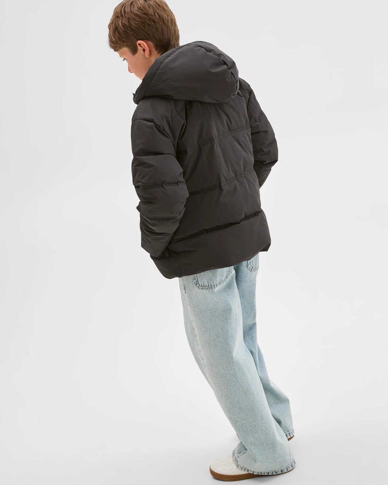 Long Sleeve Hooded Puffer Jacket - Black 5 of 5