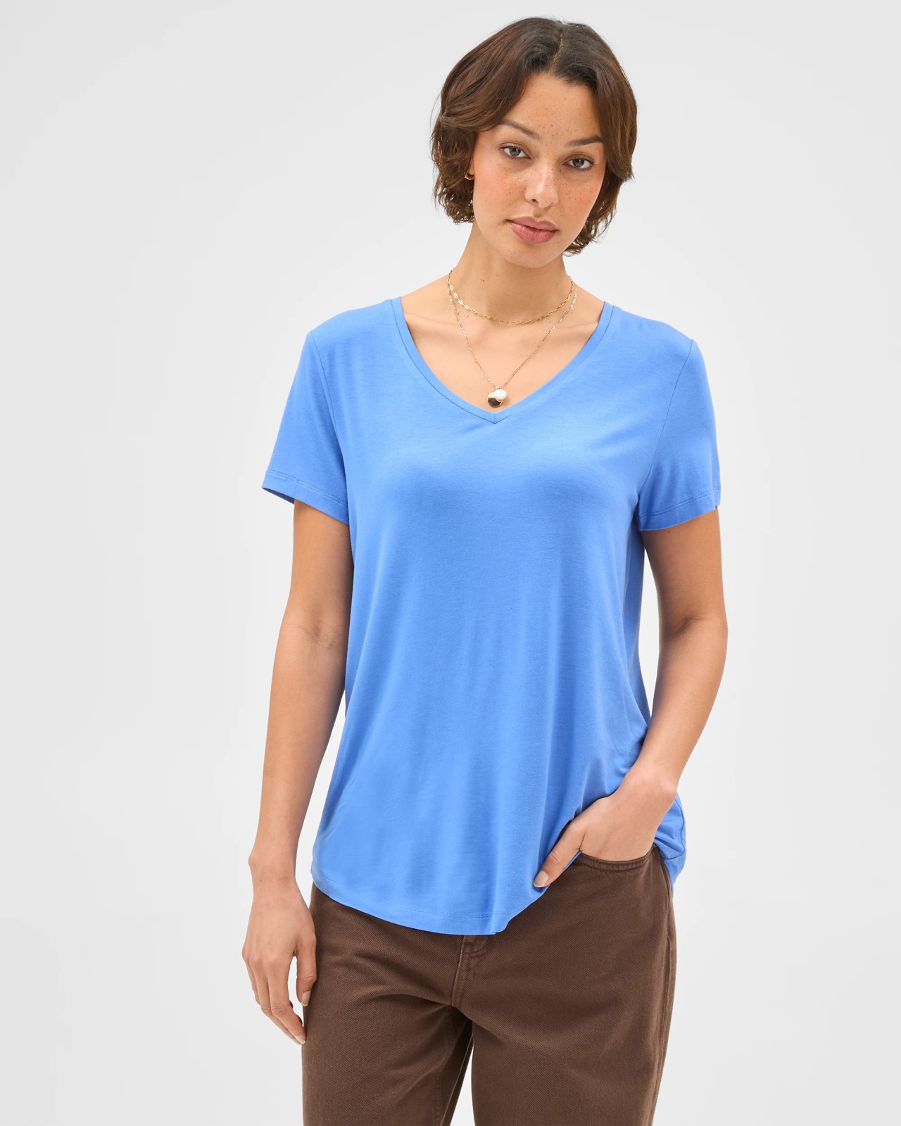 Short Sleeve V-Neck T-Shirt - Blue Bouquet 4 of 5