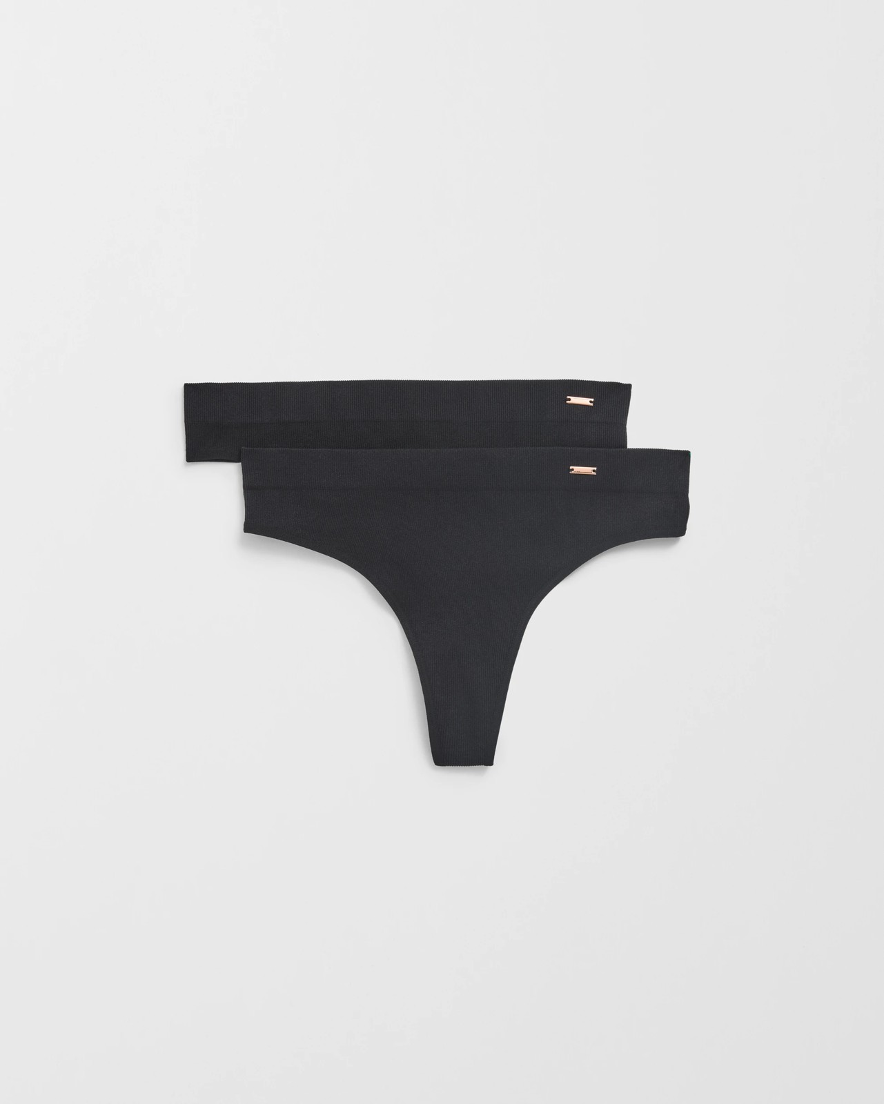 Lily Loves 2 Pack Rib Seamfree High Waist G-String Briefs - Black 2 of 5