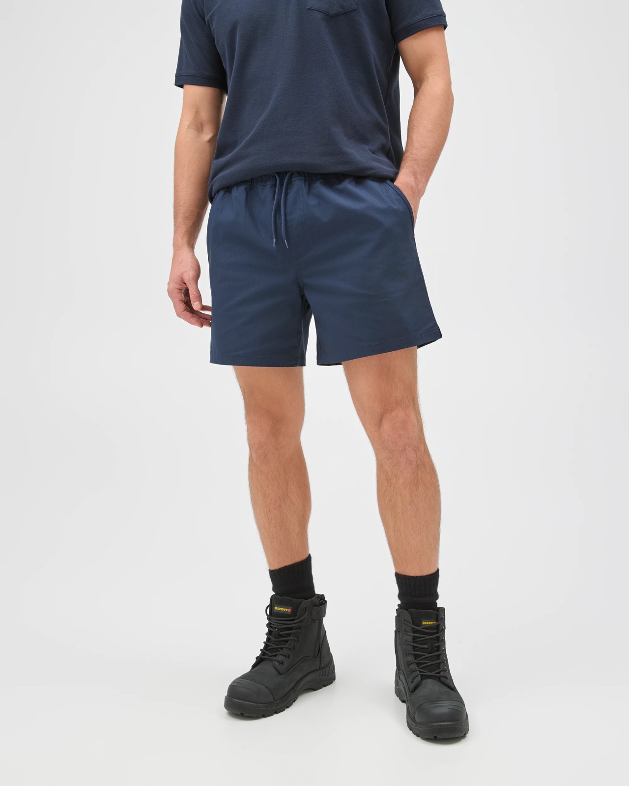Graphite Performance Elastic Waist Work Shorts - Navy Blue 4 of 5