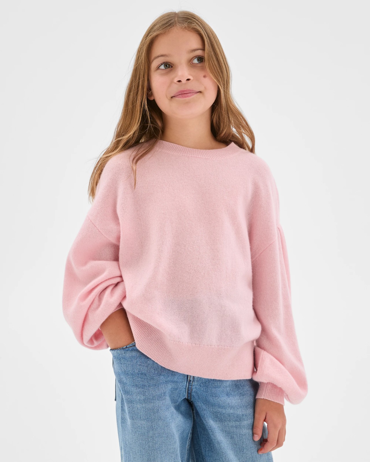 Cashmere Long Sleeve Knit Sweater - Pink 2 of 5
