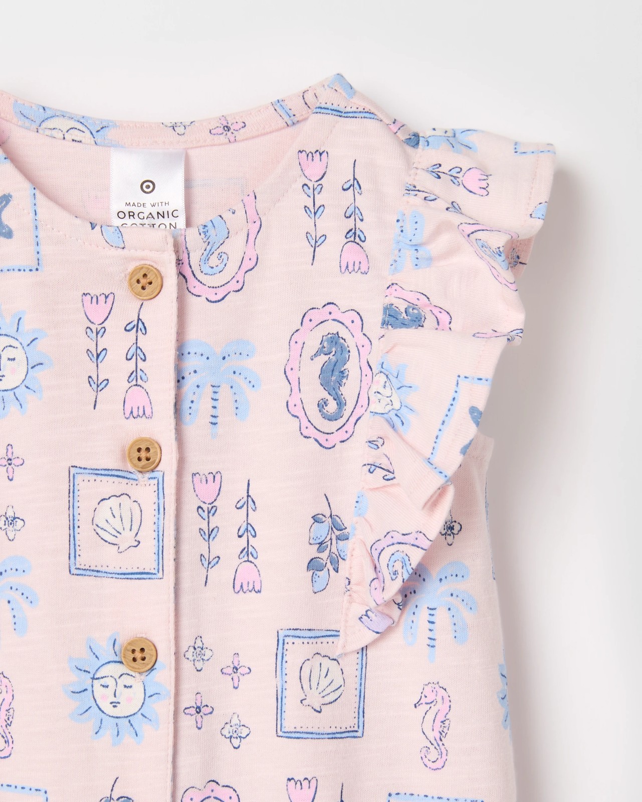 Baby Girls Organic Cotton Jersey Print Jumpsuit - Pink 5 of 5
