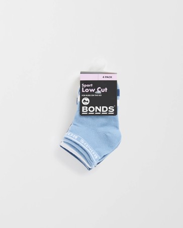 Bonds 4 Pack Baby Logo Cushioned Sport Low Cut Socks