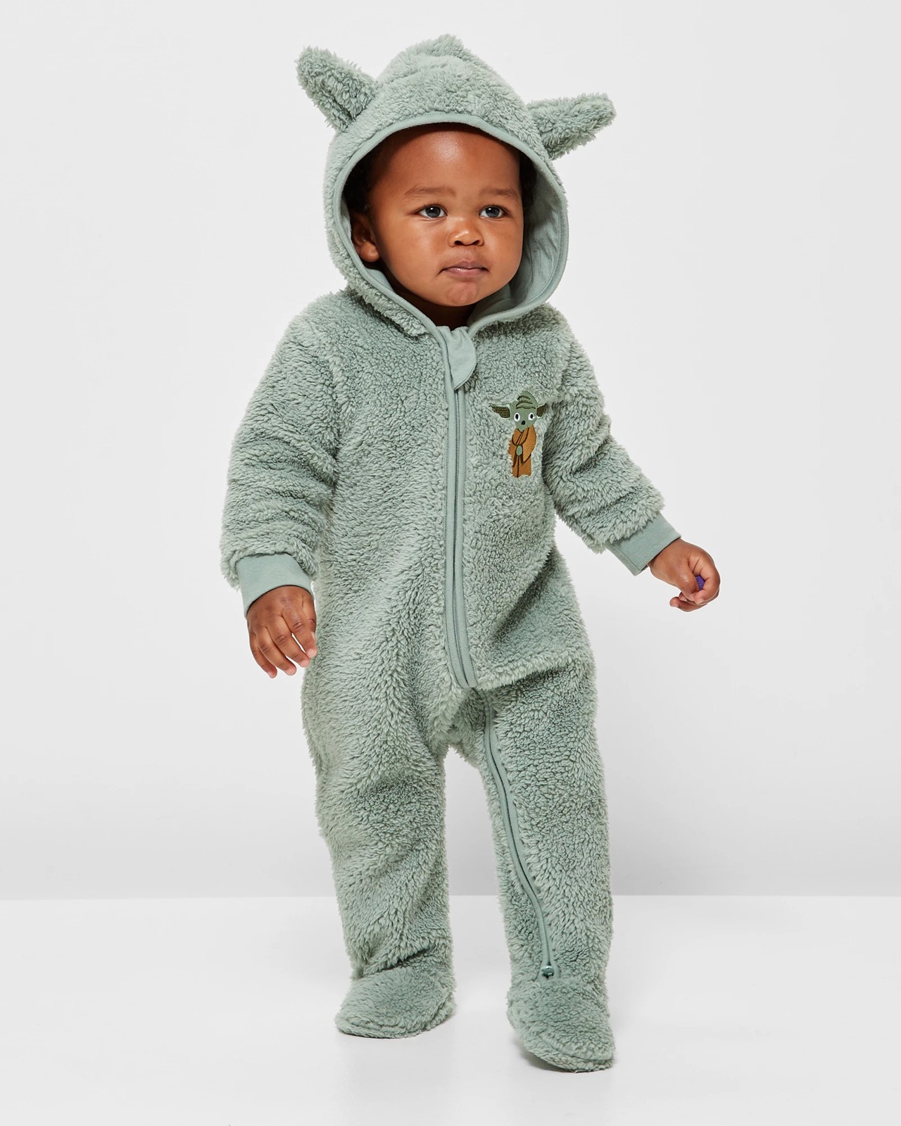 Baby Star Wars Yoda Fluffy Fleece Coverall with Hood | Target Australia