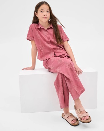 Australian Cotton Embroidered Wide Leg Pant
