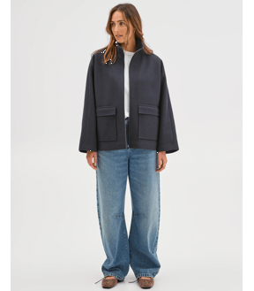 Brushed Collar Zip Through Jacket