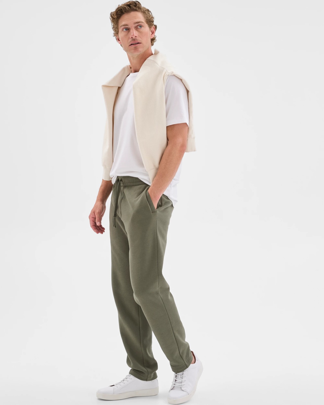 Australian Cotton Blend Uncuffed Trackpants - Khaki 5 of 6