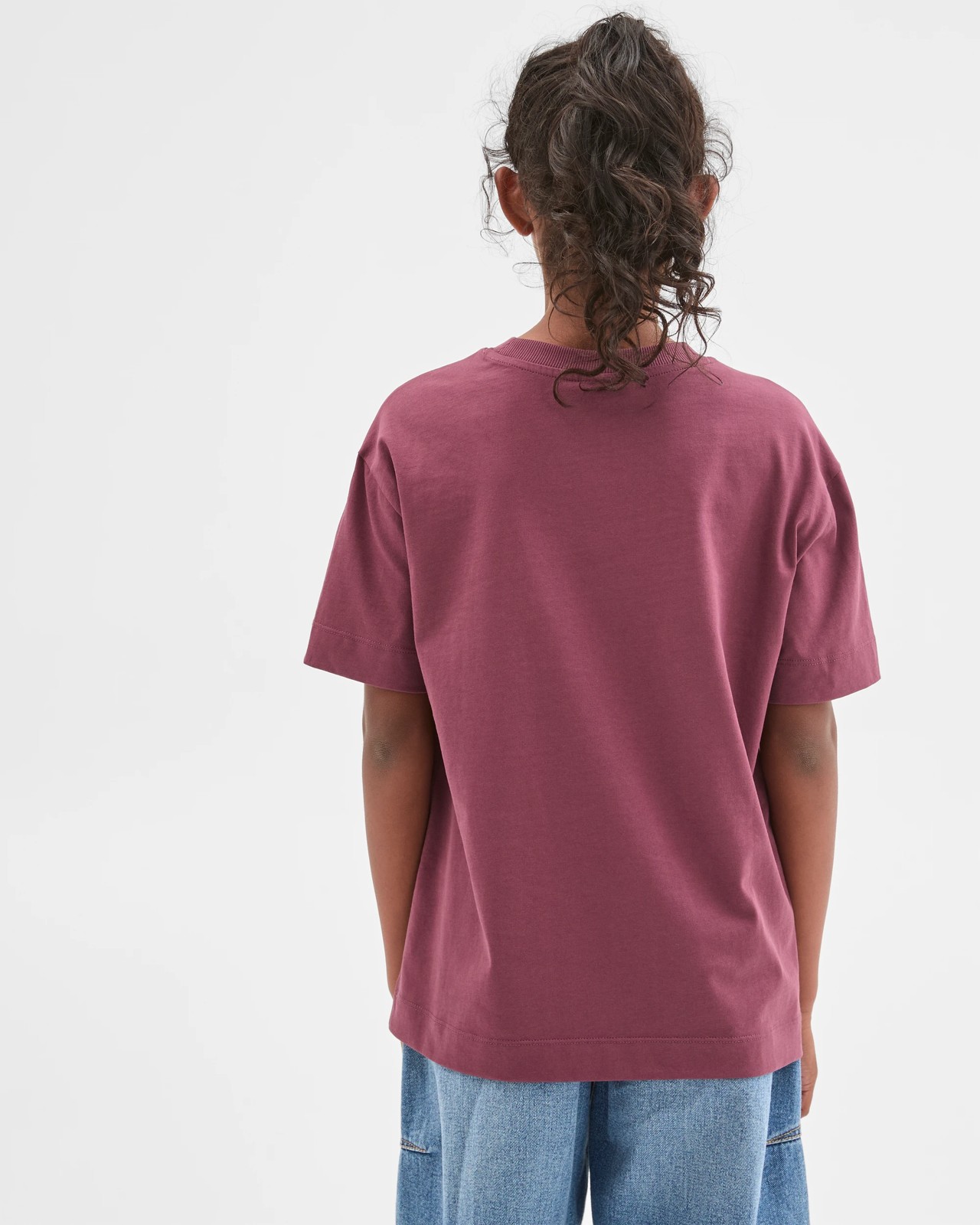 Australian Cotton Longline Print T-Shirt - Burgundy 3 of 5
