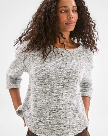 Australian Cotton Blend Curved Hem Textured Top