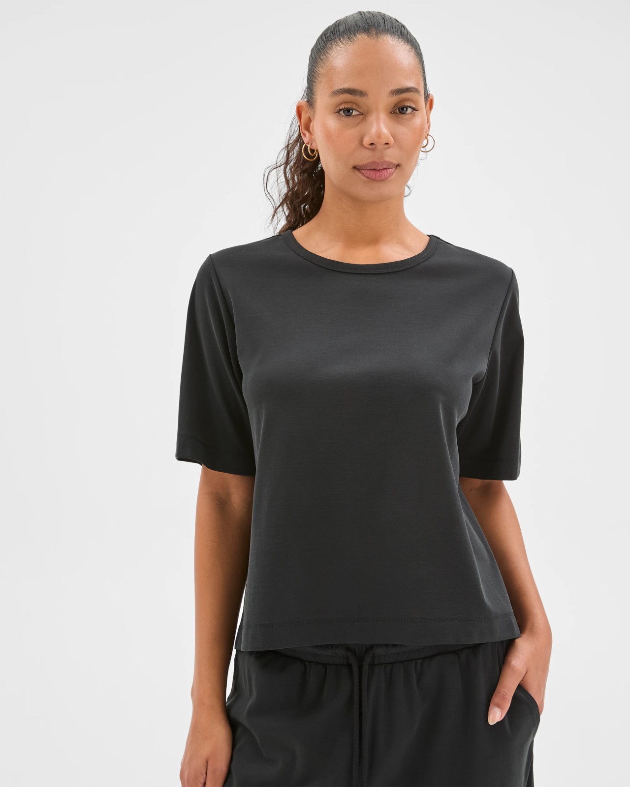 Relaxed Drape T-Shirt - Black 2 of 6