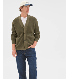 Australian Cotton V-Neck Waffle Knit Cardigan