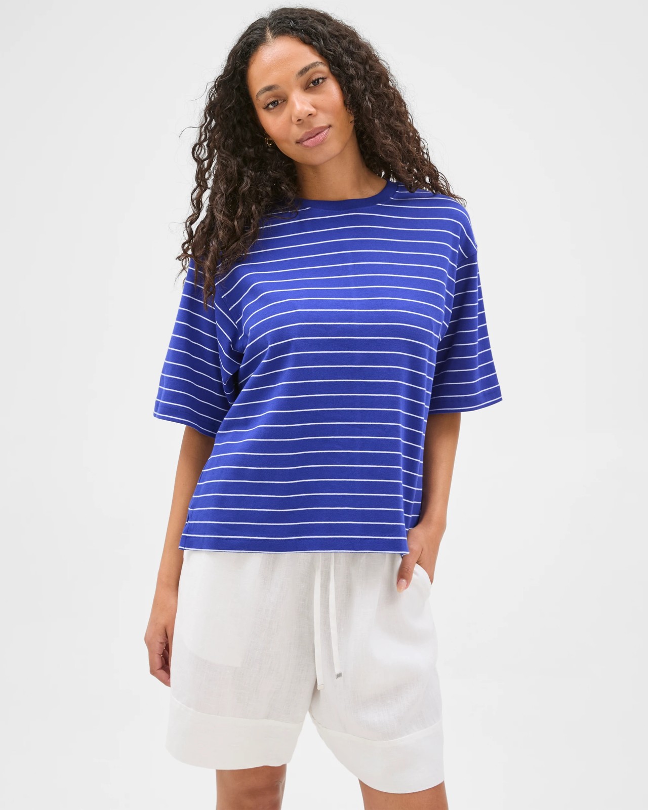 Australian Cotton Heavyweight Boxy T-Shirt - Vivid Blue 3 of 6