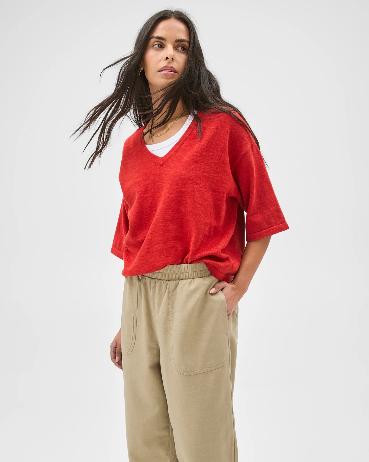 Slub Cropped Pants - Crushed Leaf 4 of 5