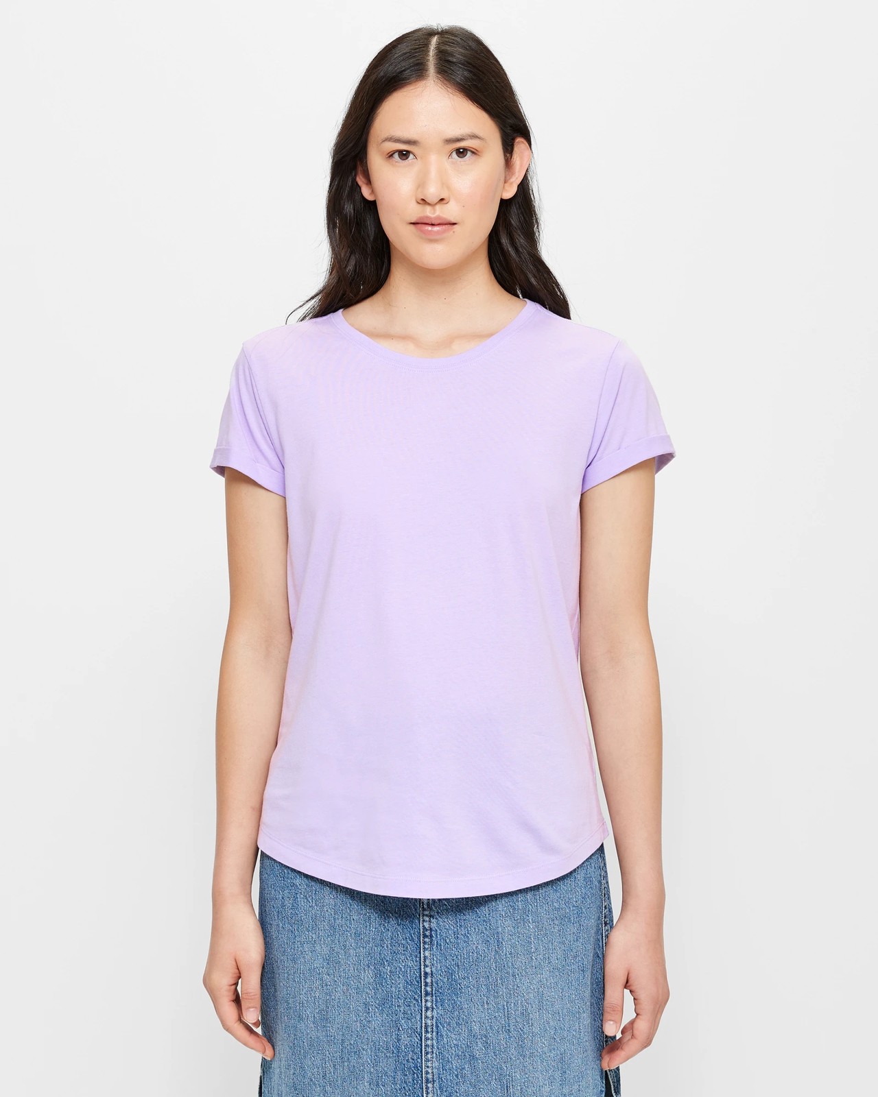 Cotton/Modal Relaxed Crew T-Shirt - Pastel Lilac