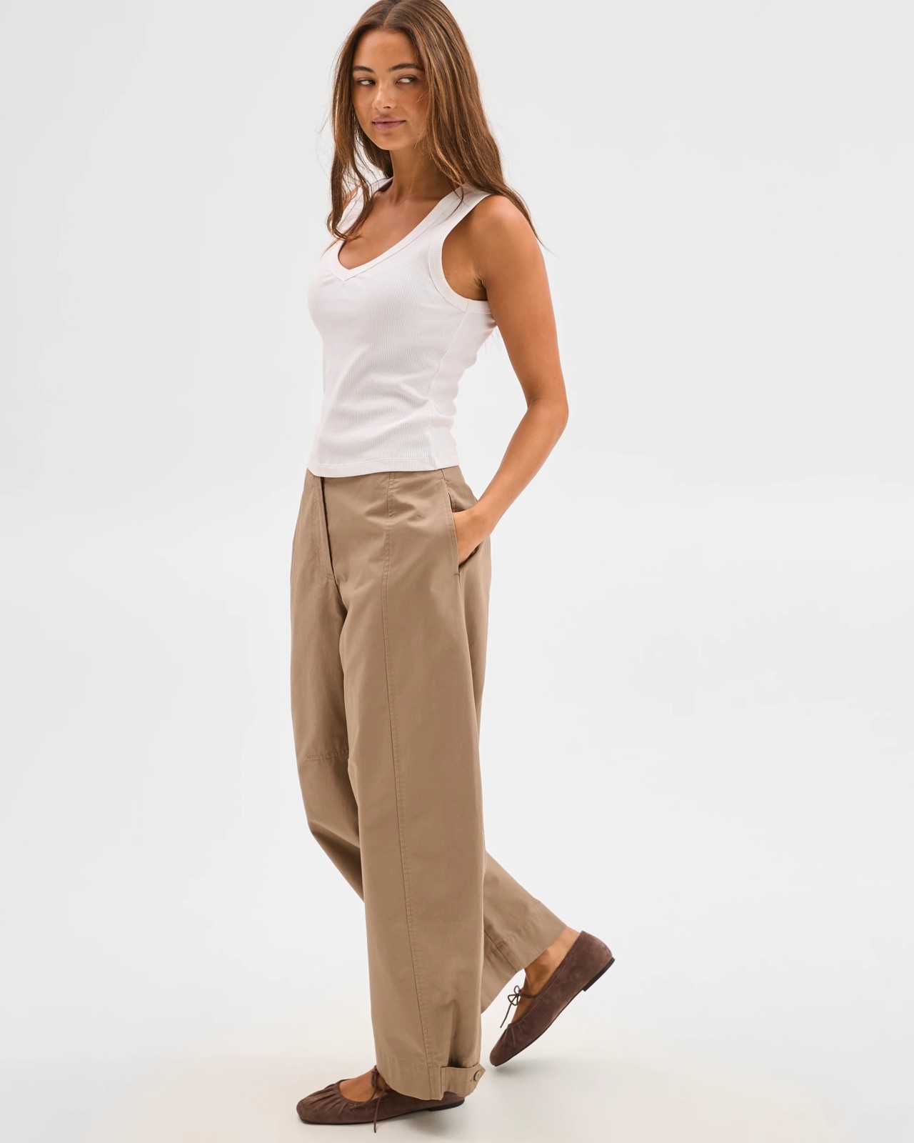 Lily Loves Australian Cotton Barrel Leg Cargo Pants  - Mountain Trail 2 of 5